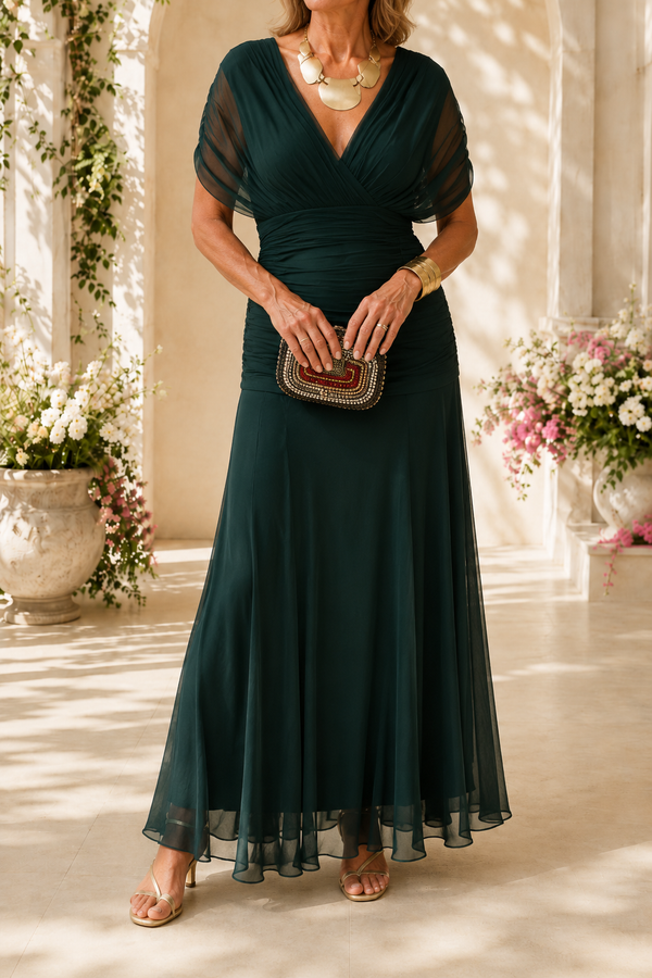 Elegant V-neck Fantasy Party Maxi Dress